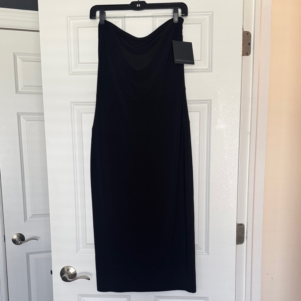 Norma Kamali Black Strapless Midi Dress